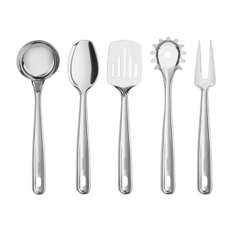 Jogo De Utensílios Tramontina Extrata Aço Inox 5 Peças Com Suporte De Parede 42 Cm