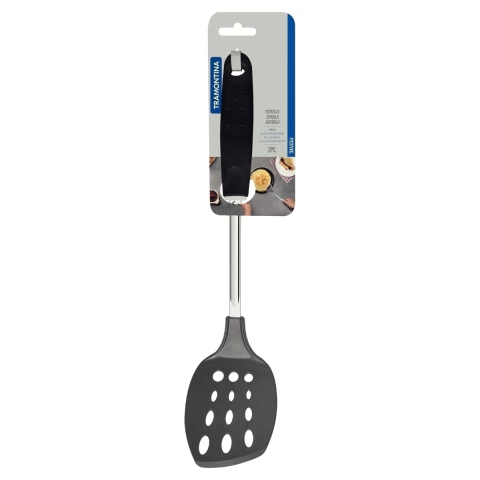 Espátula Tramontina Utilità Nylon Cabo Polipropileno Suporta 180°C Antiaderente Aço Inox Preto