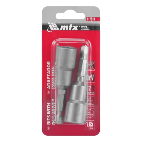 Soquete Magnético Para Parafusadeira 13 Mm 65 Mm 2 Peças Aço CrV Mtx