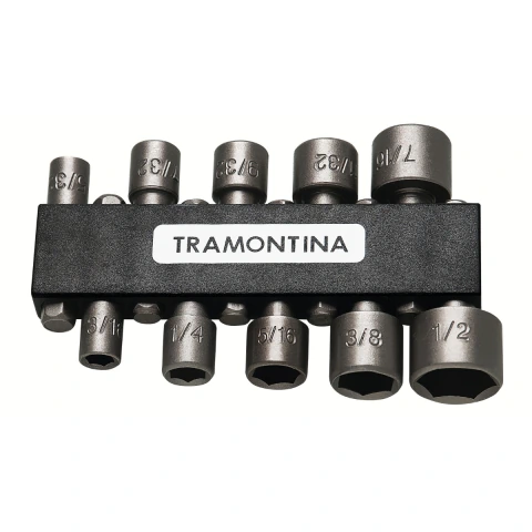 Jogo de Ponteiras 10 Peças 1/4'' Universal Acabamento Jateado Aço Especial Tramontina MASTER
