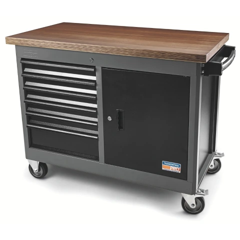 Bancada Móvel 6 Gavetas 1 Porta 40 mm Compensado Naval 700 Kg Estática 500 Kg Tramontina PRO
