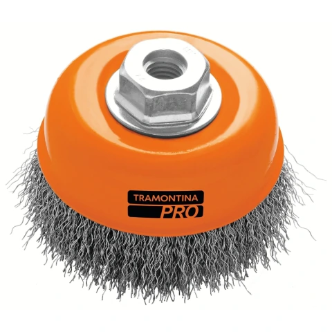 Escova Tipo Copo Arame Ondulado 4'' 0,3 mm M14 Tramontina PRO