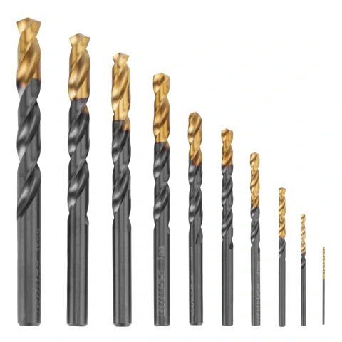 Jogo de Brocas Aço Rápido 1-10mm 10PCS Nitreto de Titânio Gross Golden Tip 7231655
