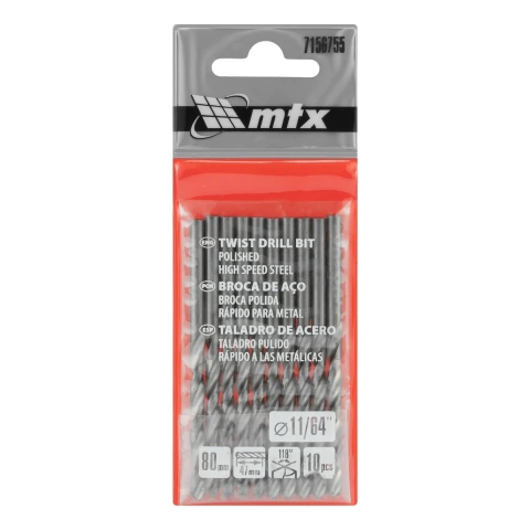Broca Para Metal Polida HSS 10 Peças 11/64'' MTX