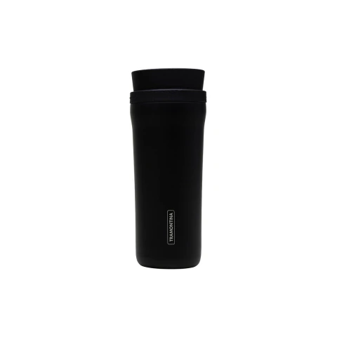 Copo Térmico Tramontina 460 ml Preto Em Aço Inox Bocal 360° Parede Dupla