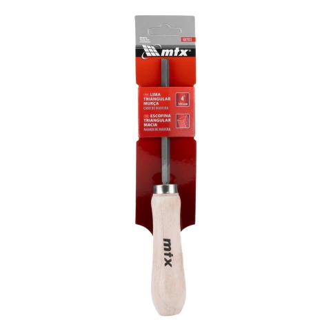 Lima Triangular Murca 100 mm 4'' Cabo de Madeira MTX 1602055 Alta Durabilidade Superfície de Metal