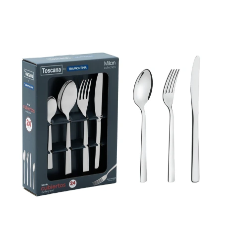 Faqueiro Tramontina Oslo Aço Inox Alto Brilho 24 Peças Jogo De Talheres Para Mesa