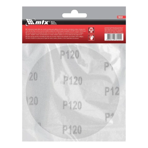 Disco De Lixa Com Velcro 125 Mm Grão 120 10 Peças Mtx Abrasivo Para Madeira E Metal
