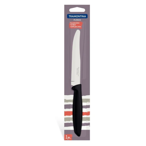 Faca Para Frutas Tramontina Plenus Lâmina 5 Polegadas Aço Inox Cabo Polipropileno Fio Liso Preto