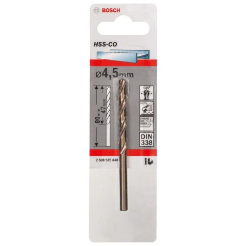 Broca Para Metal Bosch Aço Rápido Hss-Co 4,5mm
