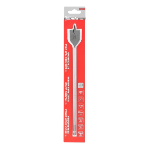 Broca Chata Madeira Longa 28mm 300mm Aço 45 MTX