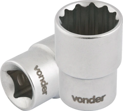 Soquete estriado enc 1/2" 13mm curto vanád. Vonder