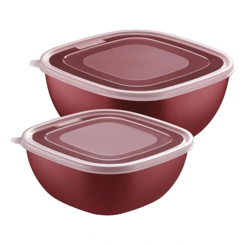 Jogo De Potes Tramontina MixColor 2 Peças Polipropileno Vermelho Com Proteção Antimicrobiana BPA Free