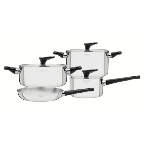 Jogo De Panelas Tramontina Grano Baquelite Aço Inox Corpo Triplo 4 Peças Indução