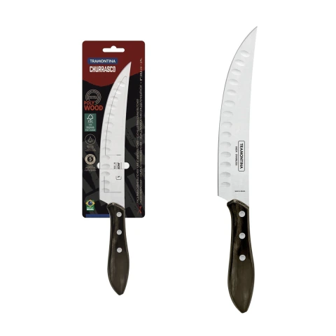 Faca Para Carne Butcher Tramontina 8 Polegadas Aço Inox Polywood Castanho