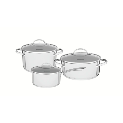 Jogo De Panelas Aço Inox 3 Pç Fundo Triplo Indução Linha Una Tramontina