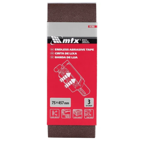 Cinta De Lixa Grão 100 457x75 mm 3 Peças Mtx Para Acabamento E Madeira