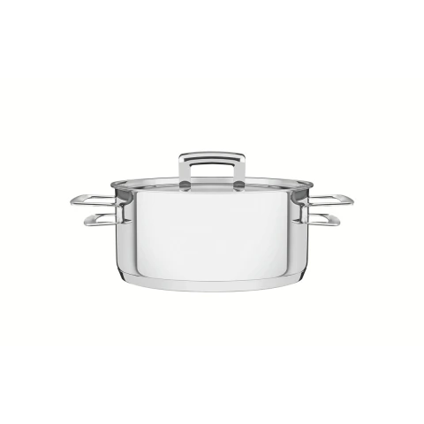 Caçarola Tramontina Brava Rasa Aço Inox Fundo Triplo 20 Cm 2,9 L Tampa Plana Indução Forno 260°C