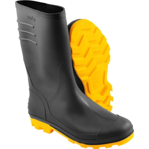 Bota Preta e Amarela PVC Tam. 38 sem Forro Vonder