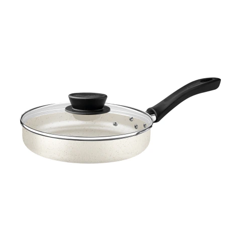 Frigideira Reta Tramontina 24 cm 2 L Com Tampa Antiaderente Starflon Max Bege