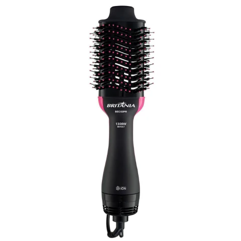 Escova Secadora de Cabelos BEC02PR 1300W Britânia Seca Alisa Modela Bivolt