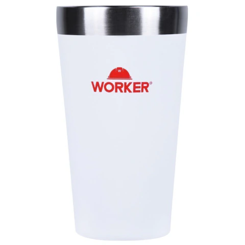 Copo Térmico 473ml Aço Inoxidável 4h/15h 45min Worker Branco/Vermelho