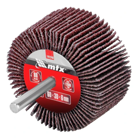 Roda De Lixa Com Haste Para Furadeira 60 x 30 x 6 mm Grão 80 1 Peça Mtx