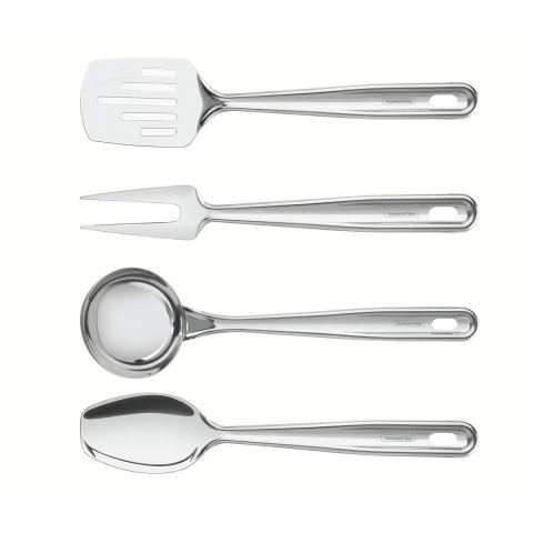 Jogo De Utensílios Tramontina Extrata 4 Peças Aço Inox Resistente Cozinha Gourmet Conjunto Completo