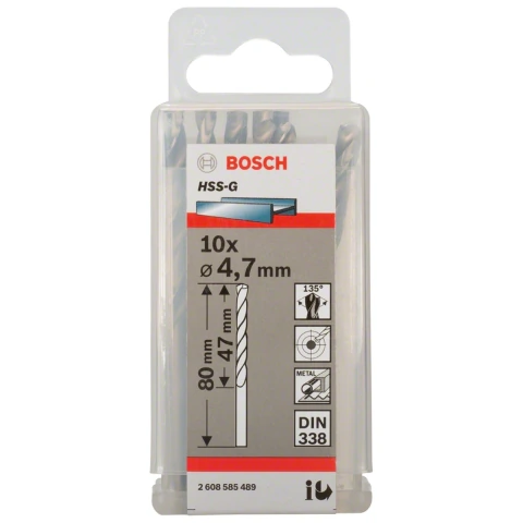 Broca Para Metal Bosch Aço Rápido Hss-G 4,7mm 10 Peças