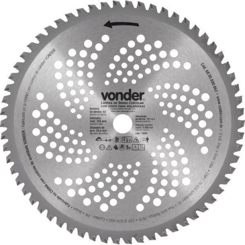 Lâmina Circular p/ Roçadeira c/ Videa 255x20,0x62 Vonder