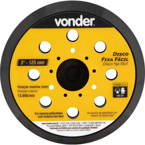 Disco Lixadeira 125mm LRV355 Fixa Fácil Vonder