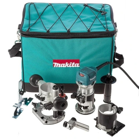 Tupia Eletronica 6Mm Industrial 710W Com Adaptador Coletor Bolsa Acessórios RT0700CX2 110V Makita