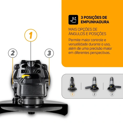 Esmerilhadeira Angular 5" WAP WF ES01 com Empunhadura Auxiliar E Grade Anti-Poeira 127V