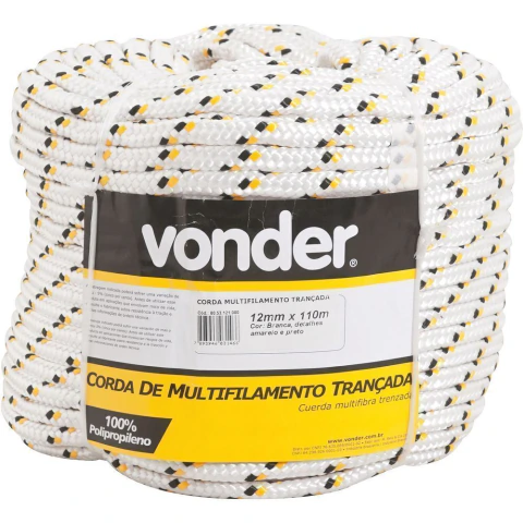 Corda Multifilamento Trançada 19,0mm 8,0kg 50 Metros Branca/