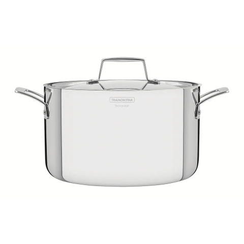 Caçarola Tramontina Grano Funda Aço Inox Corpo Triplo 24 cm 5,8 L Indução Forno Profissional