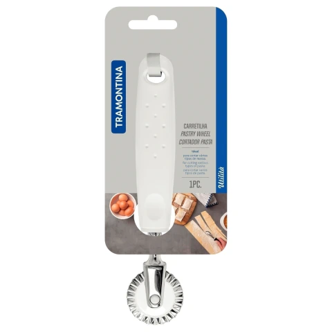 Carretilha De Corte Tramontina Utilità Zamak Cromado Nylon Cabo Branco Para Massas Pasteis Ravioli