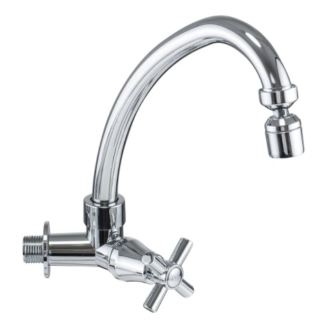 Torneira Para Cozinha Bica Móvel Parede Abs Cromado Abertura Rápida 1/2'' BSP C66 Liege