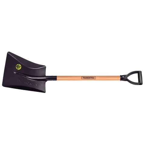 Pá Quadrada 464/40 Aço 71 cm Cabo Madeira com Empunhadura Plástica Ergonômica Tramontina