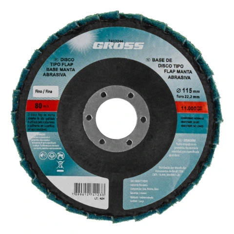 Disco Flap Manta Abrasiva Fina 115x22mm P120 Óxido Alumínio Para Esmerilhadeira