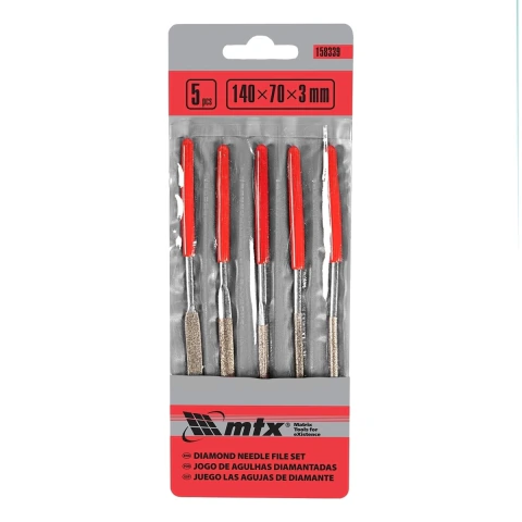 Jogo Limas Agulha Diamantada 140X70X3mm 5 Peças Precisão Mtx