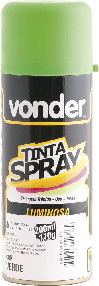 Tinta spray luminosa verde 200ml/110g - Vonder