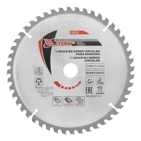 Disco Serra Circular Madeira 230mm 48 Dentes Aço 65Mn Liga YG8 MTX 7326755