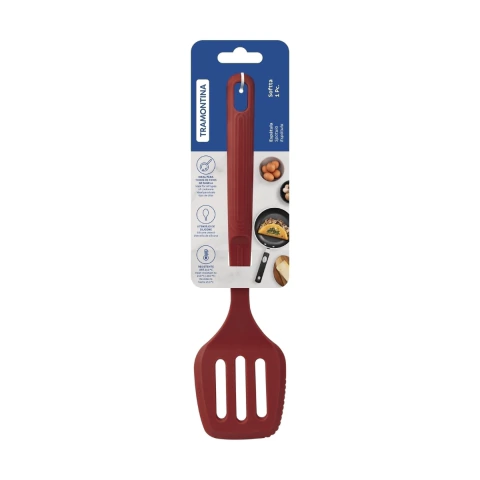 Espátula Vazada Tramontina Softta Silicone Vermelho Resistente 210 °C Antiaderente Cozinha