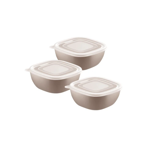 Jogo De Potes Tramontina MixColor 3 Peças 300ml Polipropileno Cinza BPA Free Com Proteção Antimicrobiana