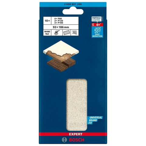 Tiras De Lixa Bosch Expert M480 For Wood&Paint 93X186mm 10U