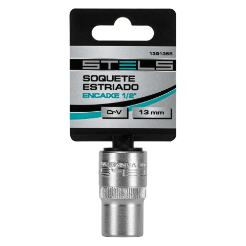 Soquete Estriado 13 Mm Encaixe 1/2 Com Clip Cromo Vanádio Stels