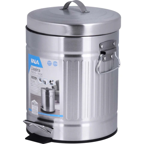 Lixeira Inox Retrô 5 Litros Com Balde Removível Elegância Kala