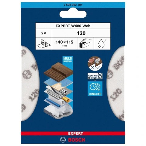 Folha De Lixa Dupla Face Bosch Expert W480 140mm G120 2Un
