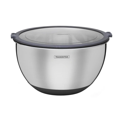 Bowl Tramontina Cucina Em Aço Inox 5 L Com Tampa Hermética E Base Antiderrapante