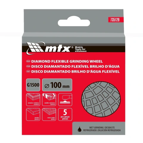 Disco Lixa Diamantada Flexível Refrig G1500 MTX 100mm P1500 3mm 5mm Acabamento Impecável